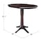 International Concepts Round 36 in Rd Top Pedestal Table, 12 in Leaf, 40.9 inH, Adjustable Height, Rich Mocha, 36 in W, Wood K15-36RXT-27B-6B-2 - alternate 5